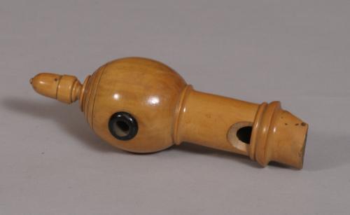 S/3047 Antique Treen 19th Century Boxwood Bird Whistle