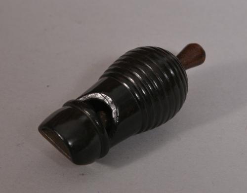 S/3397 Antique Treen 19th Century Lignum Vitae Dog Whistle