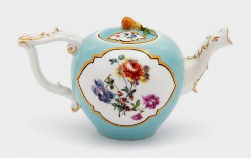 Meissen Miniature Turquoise-ground Teapot and Cover,  Circa 1735-40