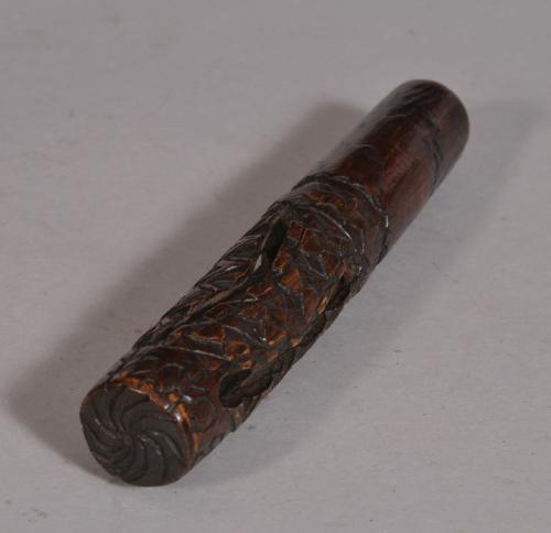 S/3540 Antique Treen 19th Century Ash Child's Rattle