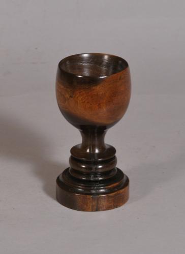 S/3492 Antique Treen 19th Century Laburnum Goblet