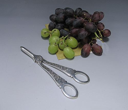 Pair of Sterling Silver Victorian Grape Scissors / Shears