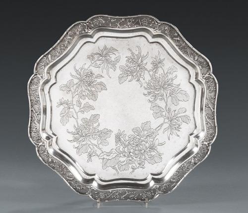 Chinese Export Silver Octagonal Salver