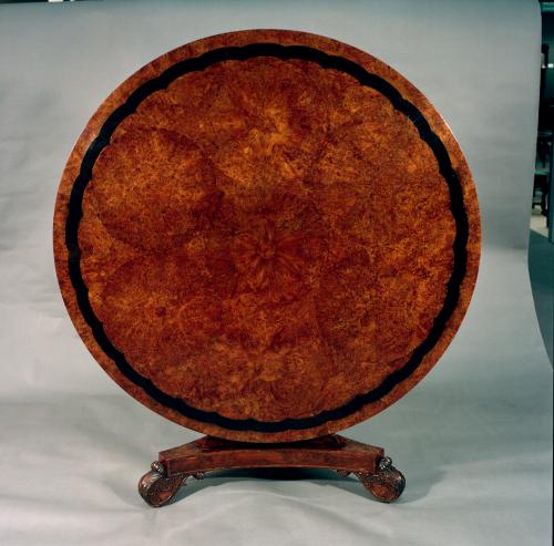 Regency Period Circular Burr Yew Wood Center Table