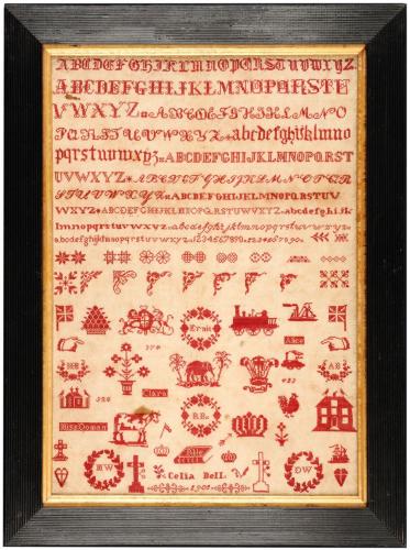Bristol Orphanage sampler worked by Celia Bell in 1902