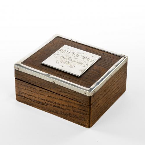 A silver mounted commemorative box made from ‘Victory’ oak