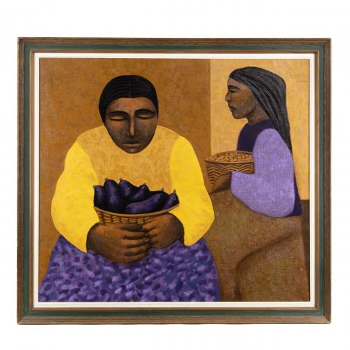 Mario Miguel Mollari, "Mujer con granos”, Oil on Canvas