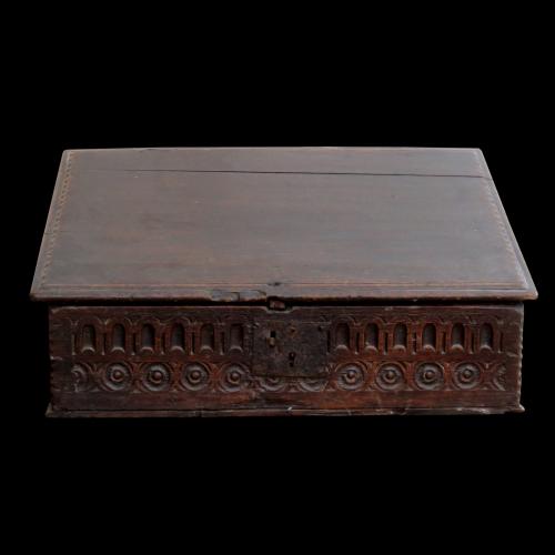 English Oak sloped Table Box, circa 1600