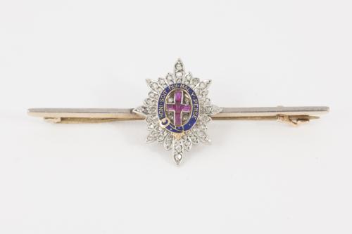 Coldstream Guards Brooch with Rubies Diamonds and Enamel, English circa 1920