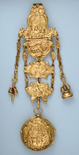 Gilt Repousse Verge and Chatelaine
