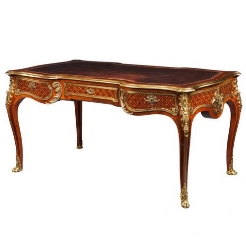Kingwood and Marquetry Bureau Plat in the French Taste
