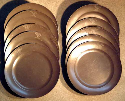Set of 10 Pewter Plates