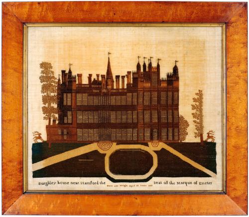 19th century sampler of Burghley House in Lincolnshire