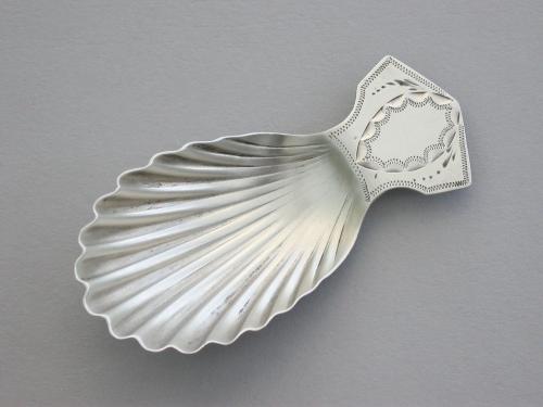 Small George III Silver Shell Bowl Caddy Spoon
