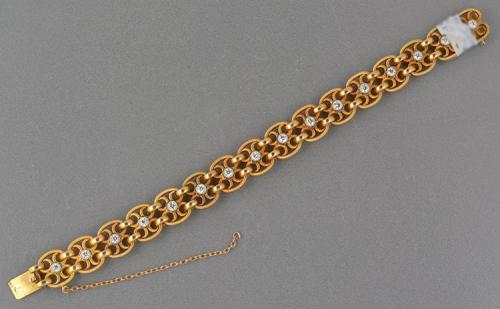 French 18ct gold diamond long wearable bracelet