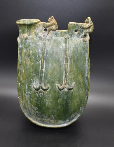 A Liao Dynasty Green Glazed Pilgrim Flask