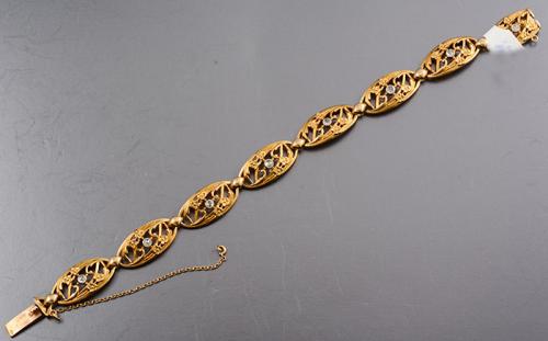 French 18ct gold and rose diamond bracelet