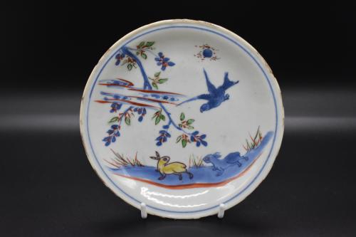 Tianqi period polychrome rabbit and bird dish