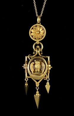 Gold Victorian Egyptian revival pendant