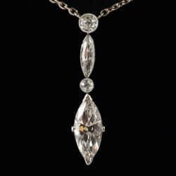 Art Deco Marquise Diamonds Platinum Set Pendant