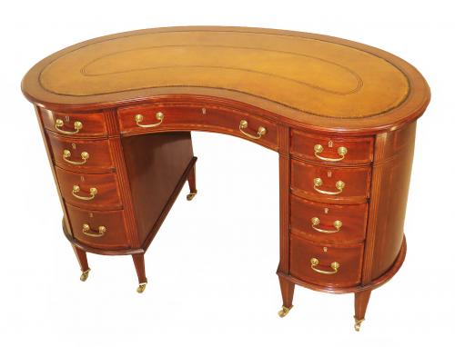 Mahogany 19th Century Kidney Shaped English Antique Writing Desk