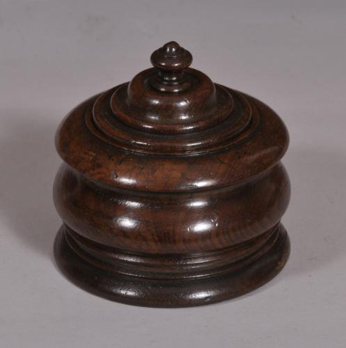 S/3958 Antique Treen Oak Tobacco Jar of the Georgian Period