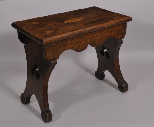 S/3905 Antique Late 19th Century Oak Slab Ended Stool