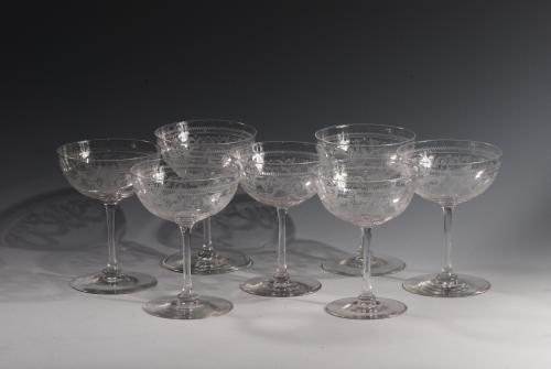 A set of seven champagne coupes