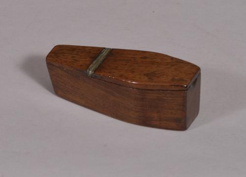 S/4043 Antique Treen 19th Century Rosewood Coffin Snuff Box