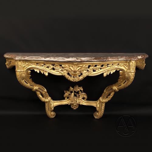 Transitional Style Carved Giltwood Console