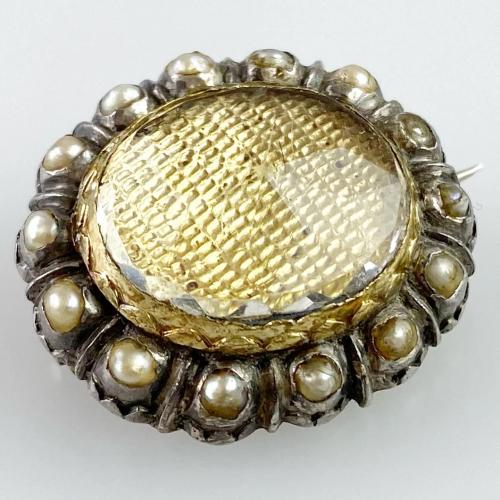 Enamelled stuart crystal brooch. English, early 18th century