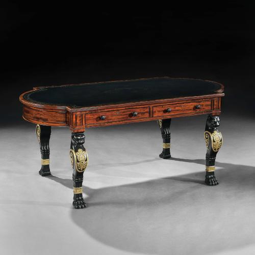 Important Regency Mahogany Partners Writing Table in the Manner of George Smith