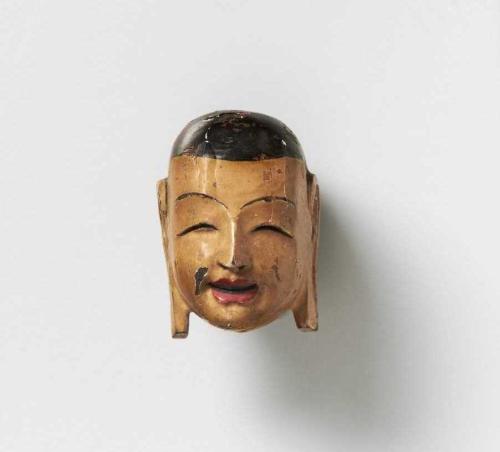 Lacquered wood mask netuske of Buddha by Kano Tessai