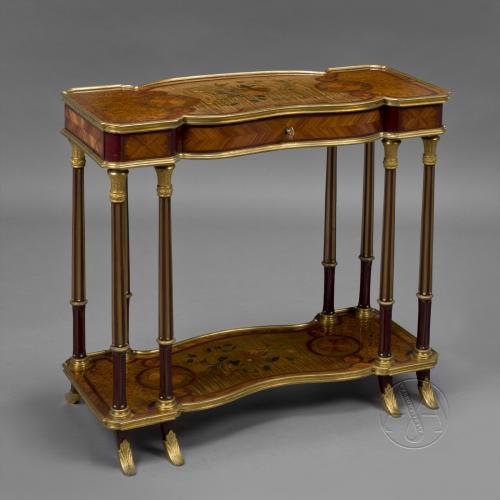 An Unusual Transitional Style Gilt-Bronze Mounted Low Side Table, Attributed to Maison Krieger