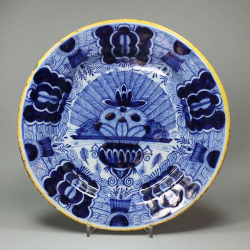 Dutch Delft blue and white plate, mid 18th century