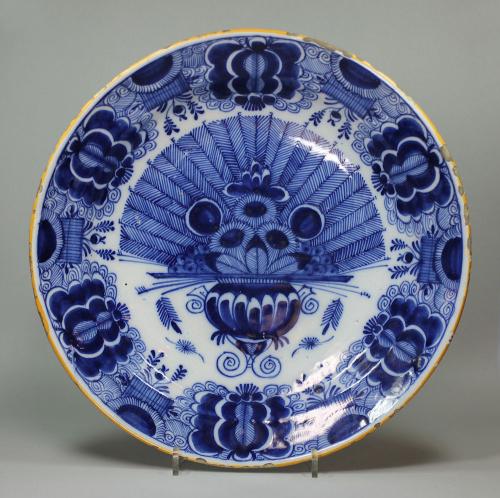 Dutch Delft blue and white charger, mid 18th century