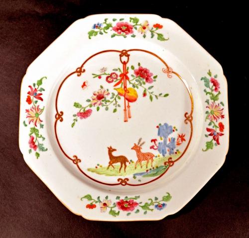 Antique Derby Porcelain Chinoiserie Plate, Circa 1810