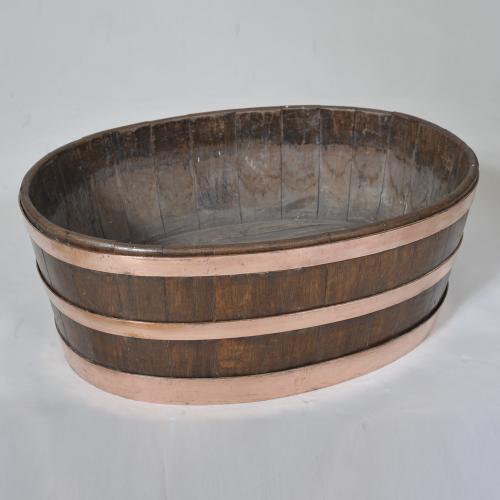 Large Copper Bound Oak Barrel