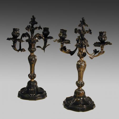 Pair 18th century  of gilt-bronze  rococo candelabra