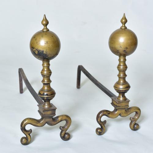 Large Pair of 19th century Brass Fire Dogs