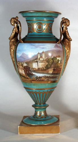 Antique Copeland & Garrett Porcelain Topographical Vase, Circa 1838-47