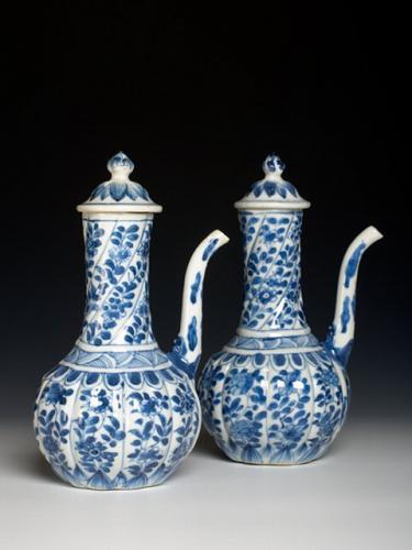 Chinese export porcelain kendis and covers, c. 1690, Kangxi reign, Qing dynasty