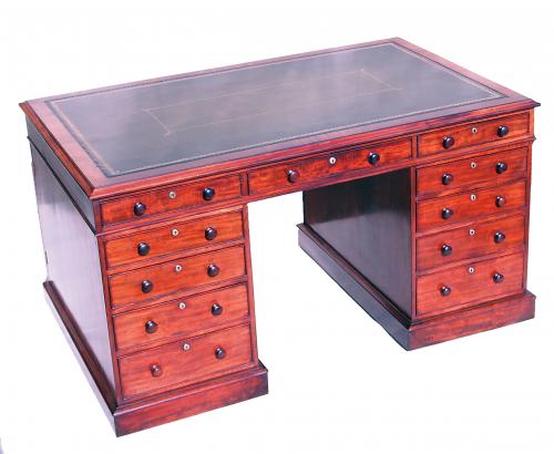 English 19th Century Regency Mahogany Pedestal Partners Desk