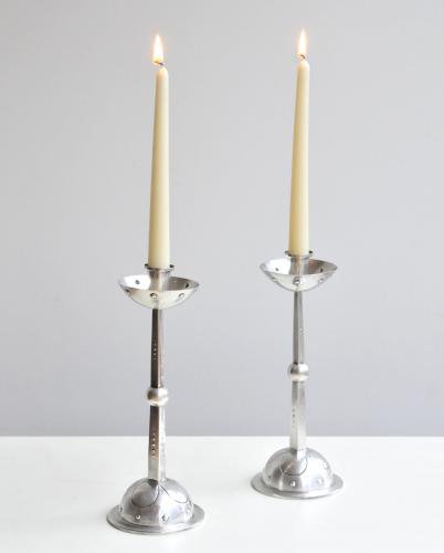 Pair of Silver Plate Secessionist Candlesticks