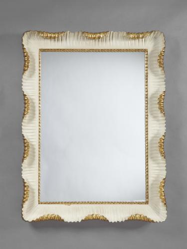 Carved Stone-White Painted & Gilded Mirror