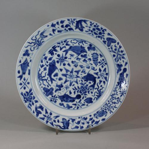 Chinese blue and white dish, Kangxi (1662-1722) 