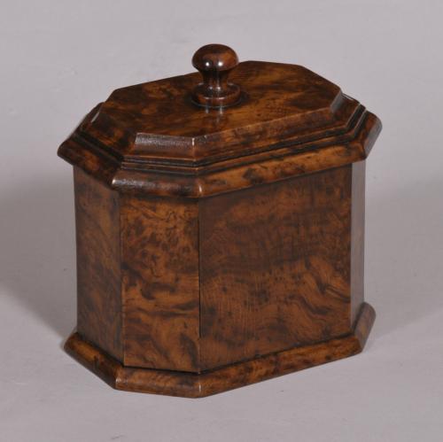 S/4127 Antique 19th Century Burr Oak Tobacco Box