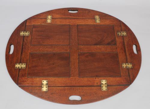 Nineteenth century mahogany oval drop-side Butler's tray