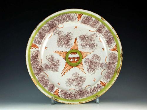 Antique English Bristol Delftware Plate, Circa 1740-50