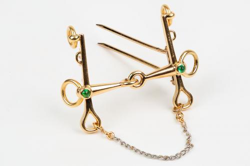 Vintage Equestrian Brooch by Mellerio of Paris, Driving Bit in 18 Karat Gold, French circa 1950